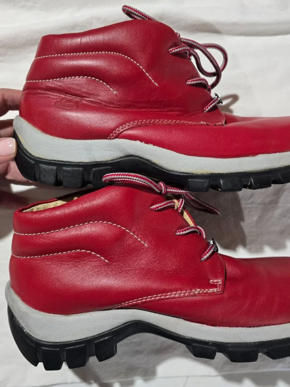 RARE VINTAGE Buffalino Lady B-Boots Red Leather Hiking Boots Size 9.5 GUC